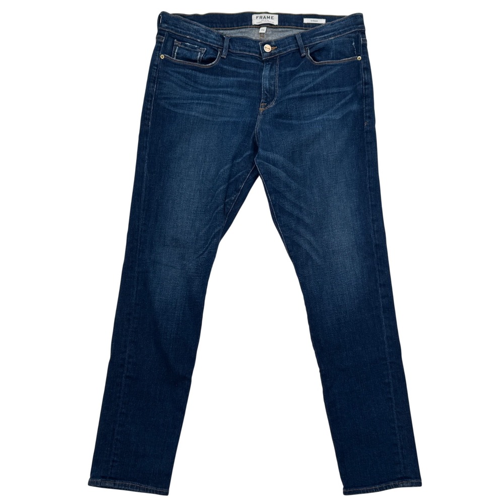 FRAME Womens Boyfriend Jeans 32 Belgrave Le Garcon Slim Med Wash Stretch Denim